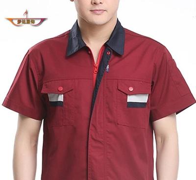 夏季滌卡工廠短袖洗車工作服上裝 上衣半袖裝修汽修勞保服裝批發