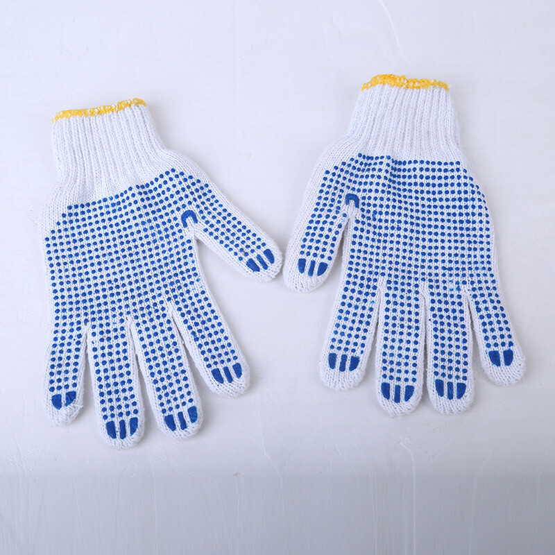 御目 勞保手套 膠手套點膠手套 工業(yè)防護(hù)工廠車間分指手套 白色800g 12雙1打